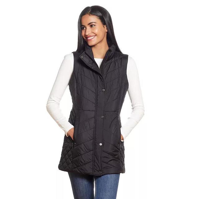 Plus Size Weathercast Quilted Long Puffer Vest, Womens Product Image