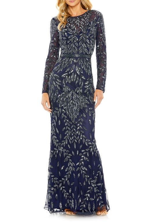 Mac Duggal Sequin Overlay Long Sleeve Gown Product Image