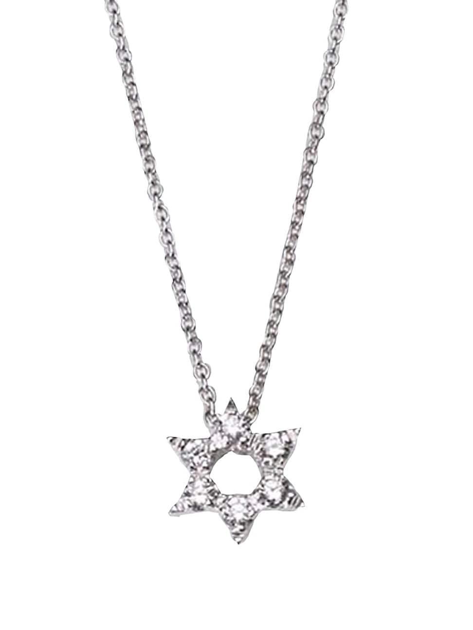 Roberto Coin 18K White Gold Star of David Pendant Necklace with Diamonds, 16-18 Product Image