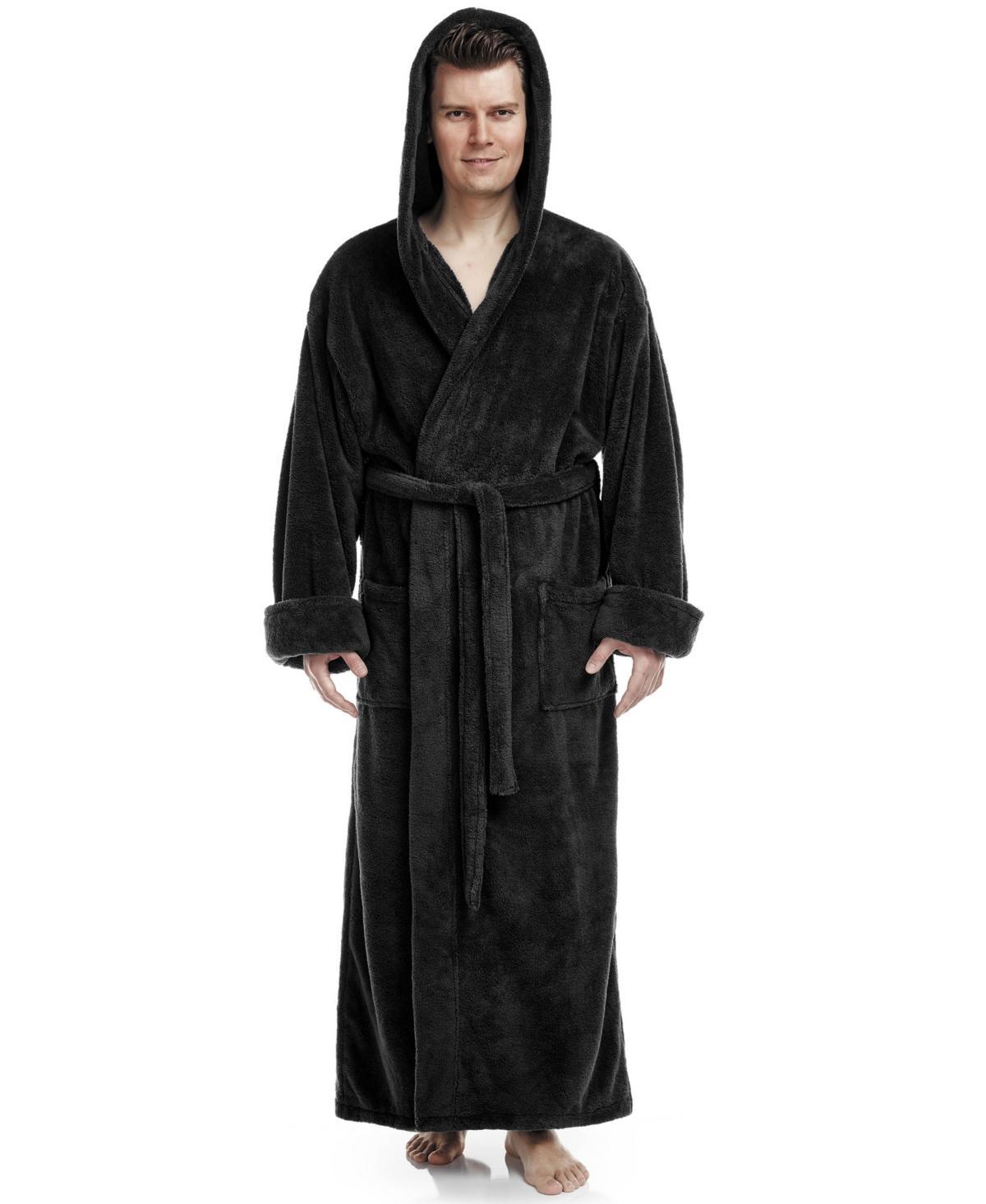 Arus Mens Soft Fleece Robe, Ankle Length Hooded Turkish Bathrobe Product Image