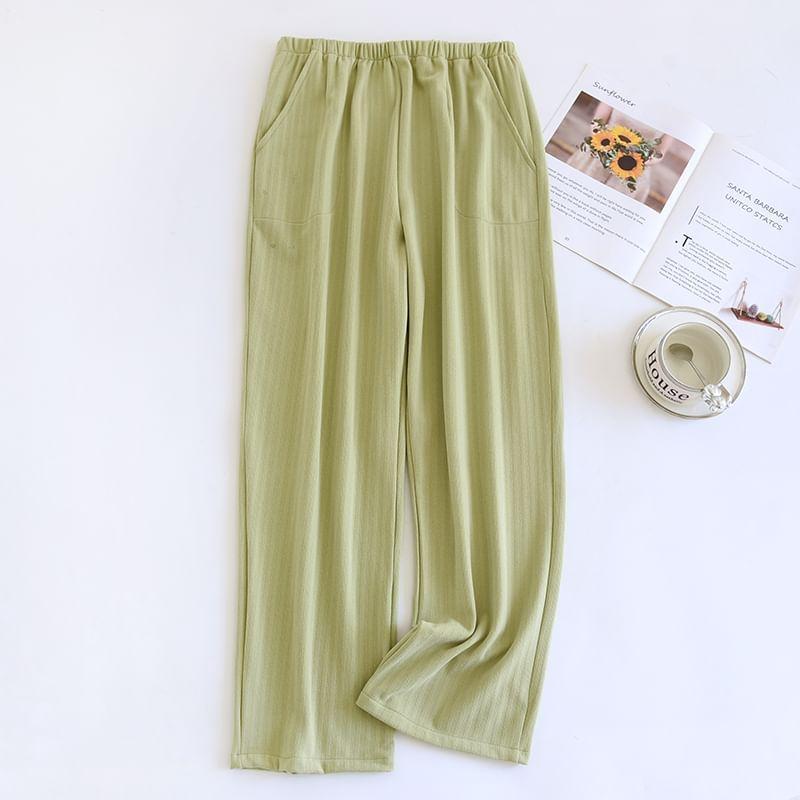 Couple Matching High Waist Striped Wide Leg Pants (Various Designs) Product Image