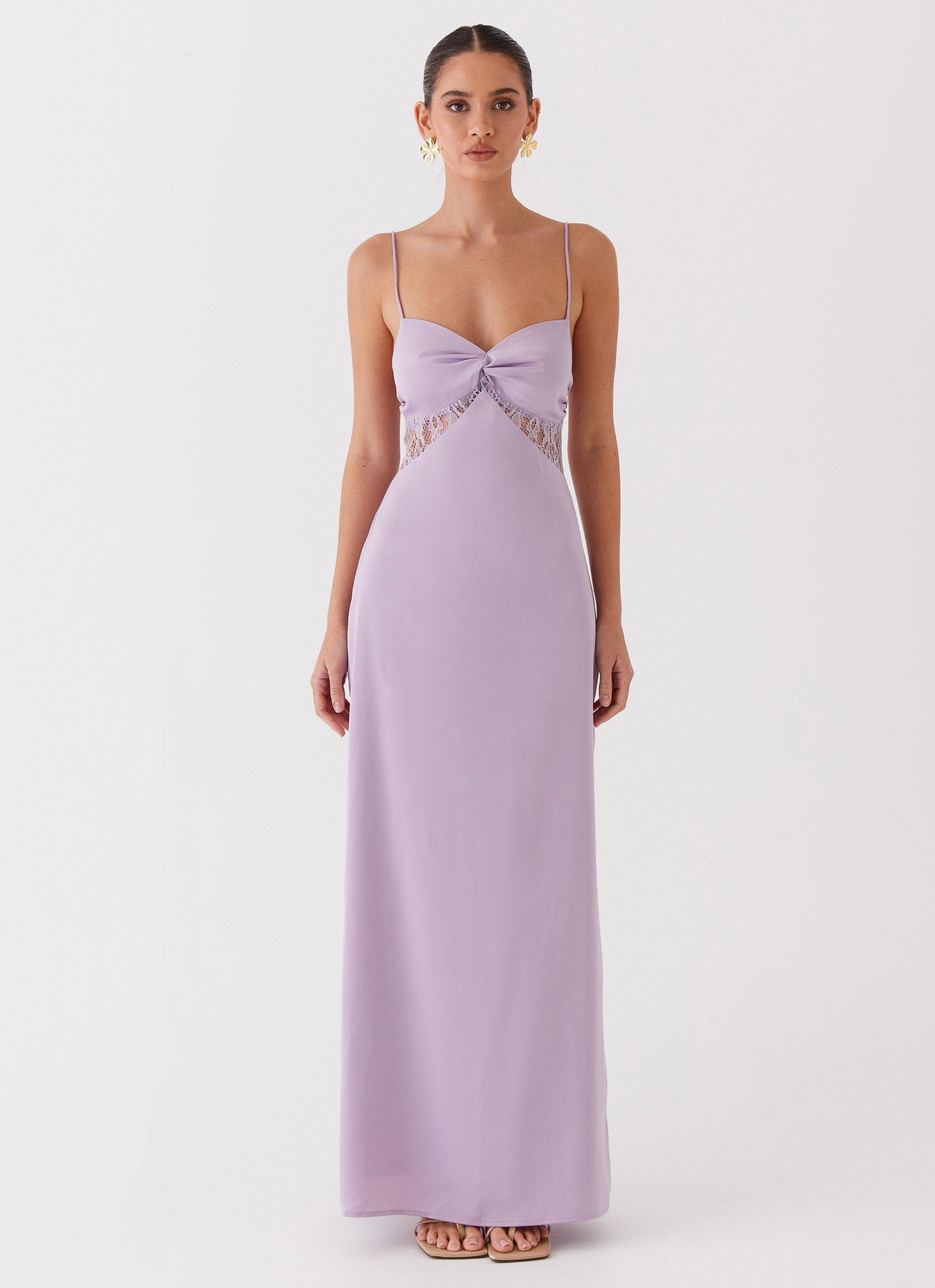 Dream Sight Lace Satin Maxi Dress - Lilac Product Image