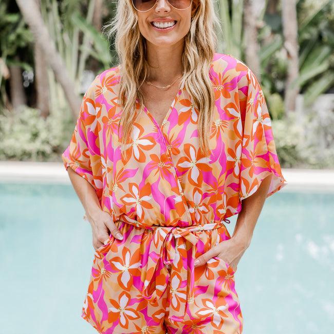 Feeling Bold Fuchsia Floral Romper FINAL SALE Product Image