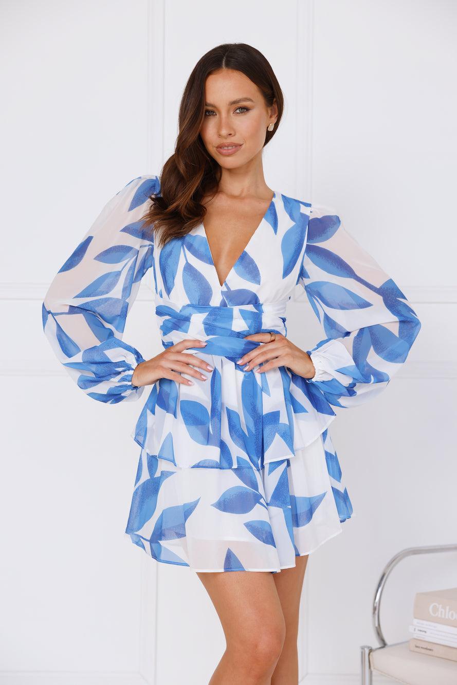 Dreamy Destinations Long Sleeve Mini Dress Blue Product Image