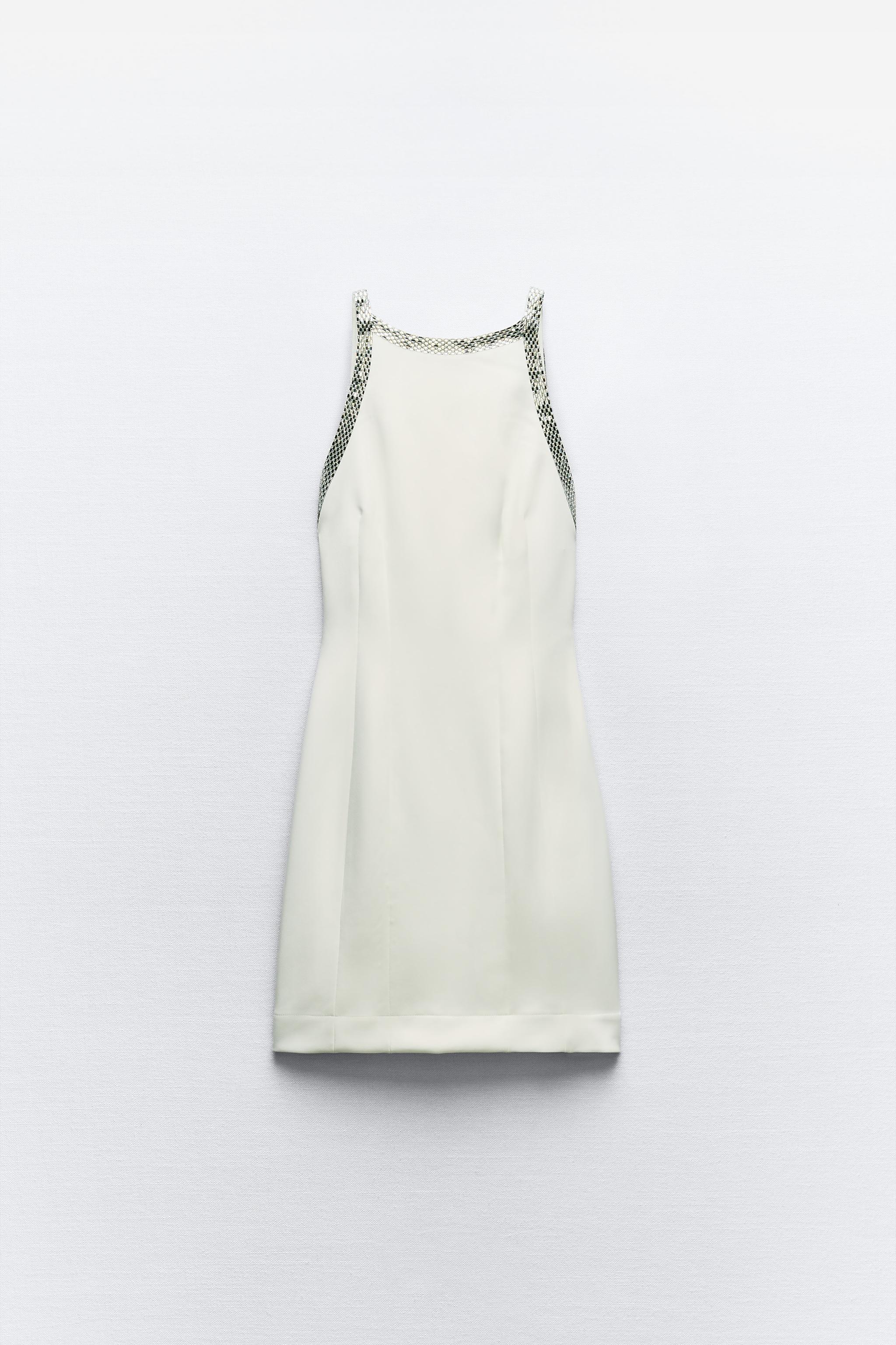 OPEN BACK JEWEL TRIM MINI DRESS Product Image