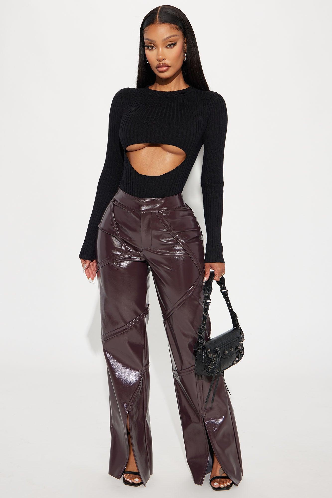 More To The Story Faux Leather Pants - Wine product image