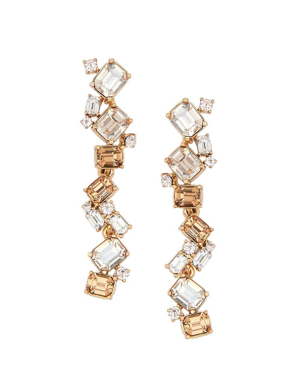 Womens Long Scrambled Goldtone & Crystal Drop Earrings Product Image