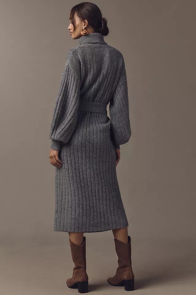 By Anthropologie Long-Sleeve Turtleneck Belted Sweater Midi Dress Product Image