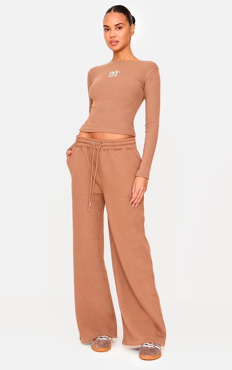 Taupe Drawcord Wide Leg Sweatpants Product Image