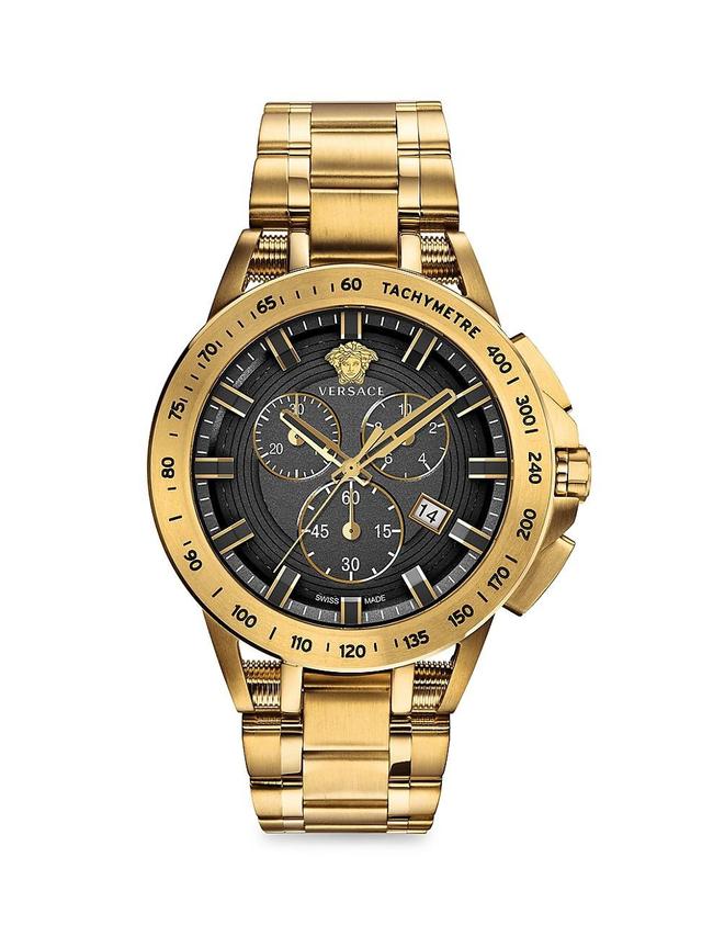 Mens Unisex Sport Tech IP Yellow Gold Chronograph Bracelet Watch Product Image