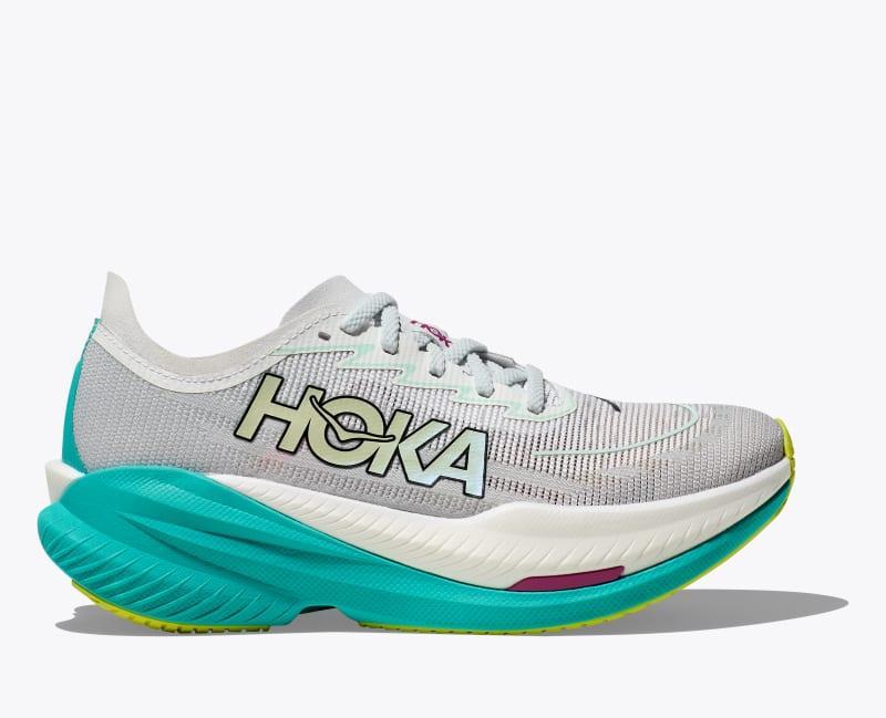 HOKA Womens Mach X 2 Shoes in Black/Electric Aqua, Size 8.5 W Product Image