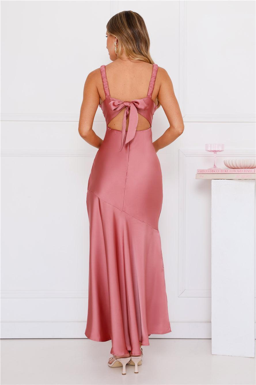 Graceful Essence Satin Maxi Dress Plum Product Image