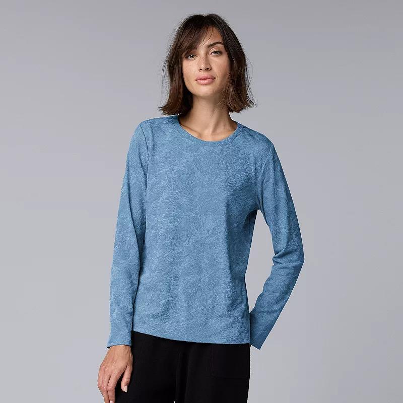 Womens Simply Vera Vera Wang Long Sleeve Crew Neck Tee Dark Orbit Grey Product Image