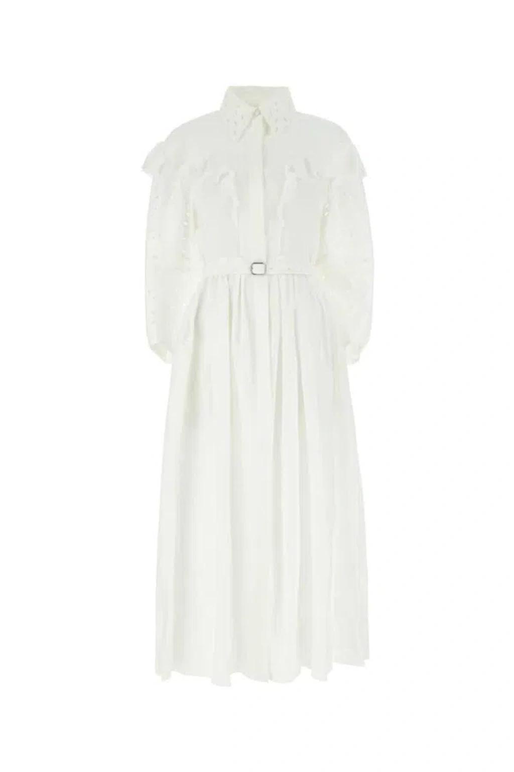 Chloe Woman White Linen Dress Product Image