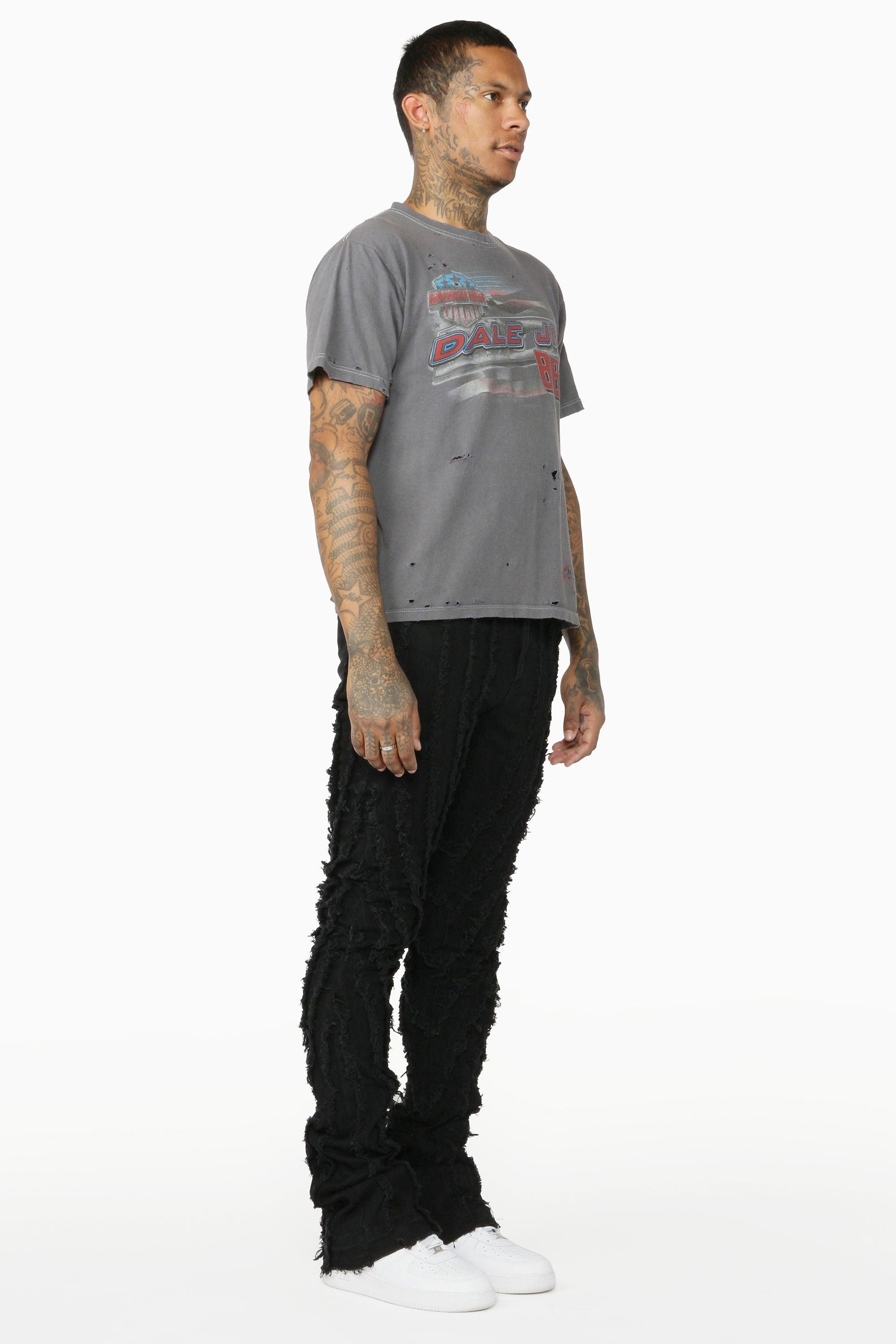 Lazer Black Stacked Flare Jean Male Product Image