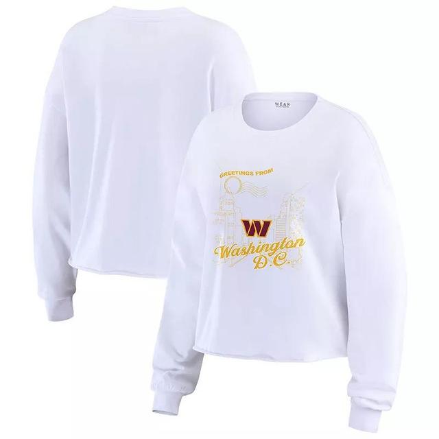 Womens WEAR by Erin Andrews White Washington Commanders Postcard Cropped Long Sleeve Top Product Image