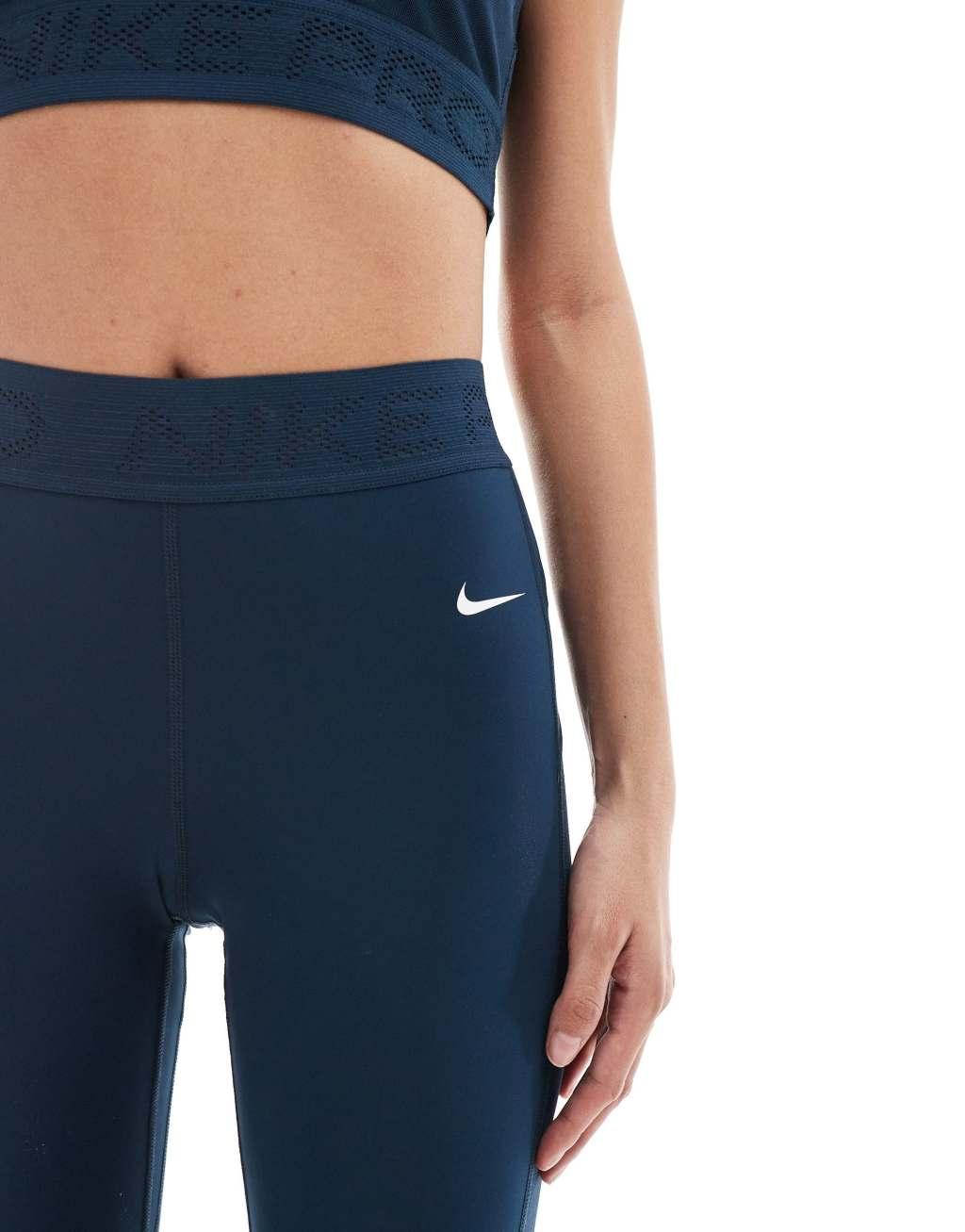 Nike Training Pro mid-rise 7/8 mesh leggings in navy Product Image