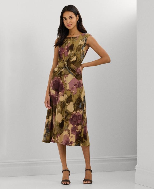 Lauren Ralph Lauren Womens Floral Twist-Front Jersey Dress Product Image