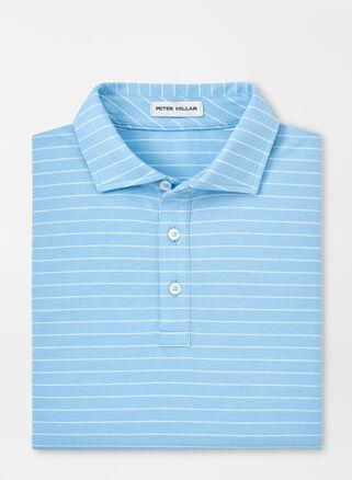 Peter Millar Mens Crown Comfort Cotton Polo Harp Stripe | Color: Cottage Blue | Size: XXL Product Image