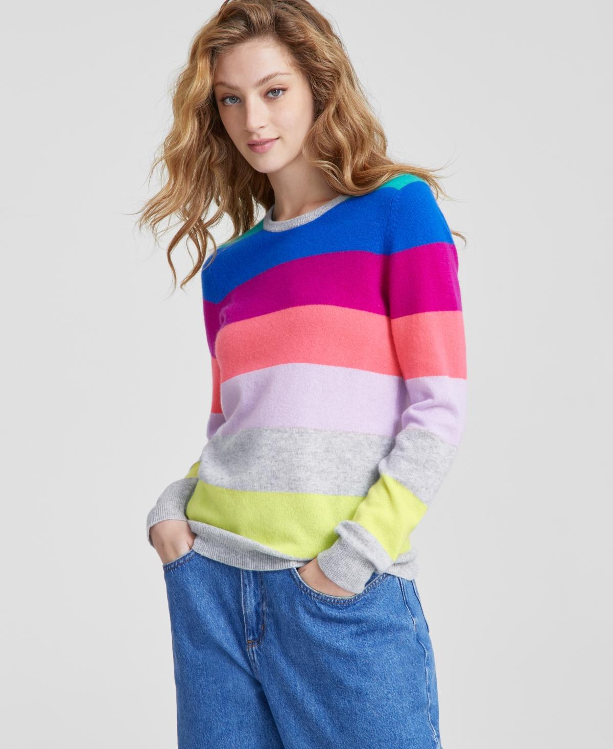 Charter Club Womens 100% Cashmere Striped Crewneck Sweater, Regular & Petites, Created for Macys Product Image