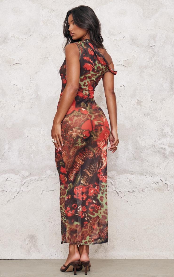 Multi Printed Mesh Sheer Maxi Dress Product Image