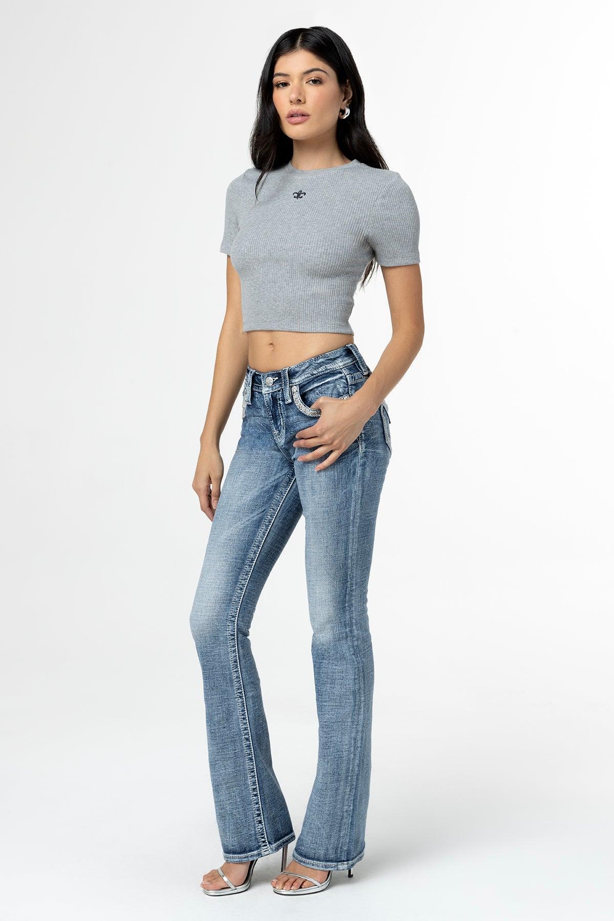 Sparkling Geo Stitch Bootcut Jeans Product Image