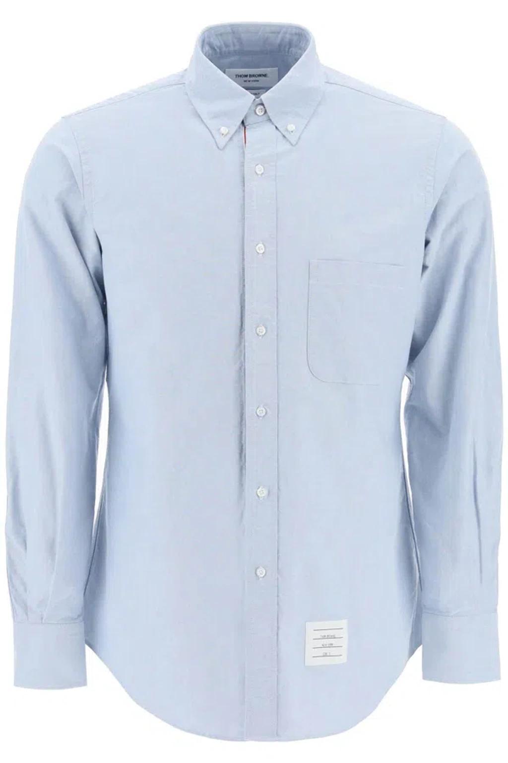 THOM BROWNE Oxford Cotton Button Down Shirt In Blue product image