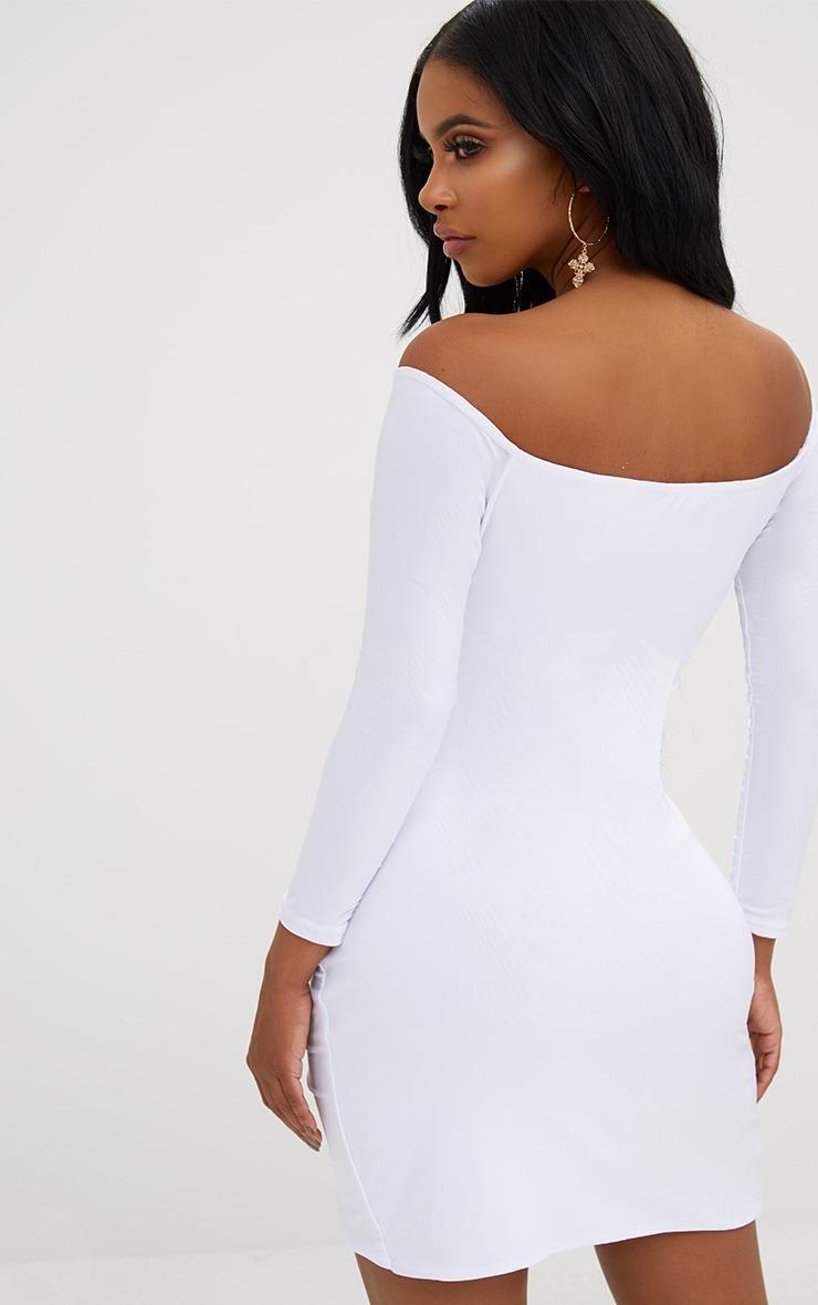 Shape White Ruched Bardot Bodycon Dress Product Image