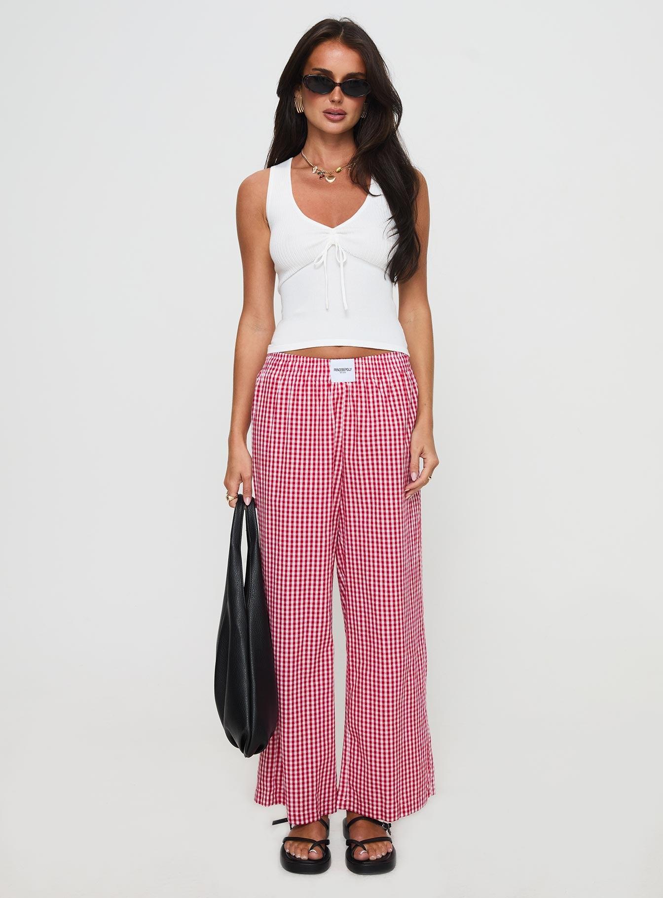 Beach House Pants Red Gingham Product Image