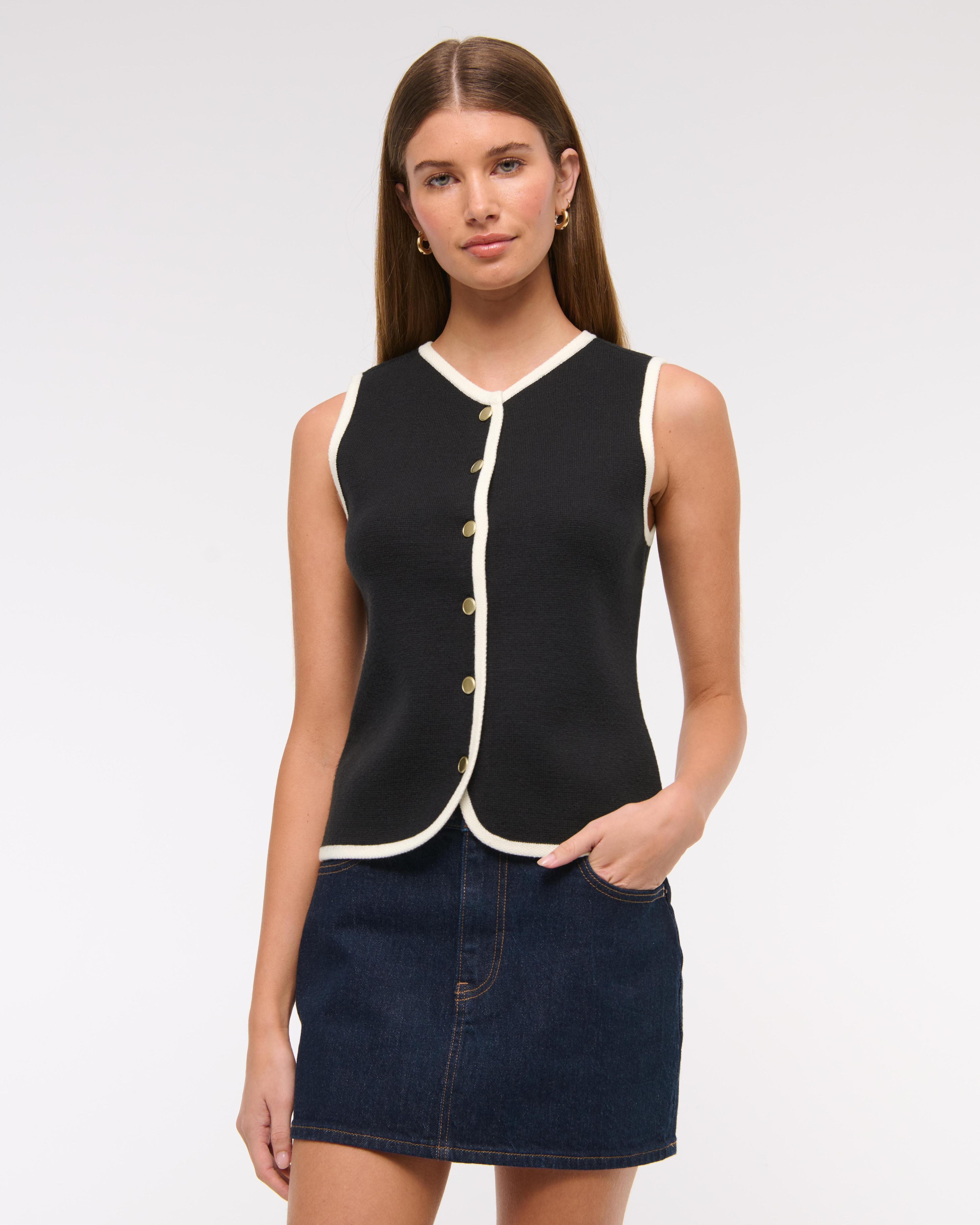 The A&F Mara High-V LuxeLoft Sweater Vest Product Image