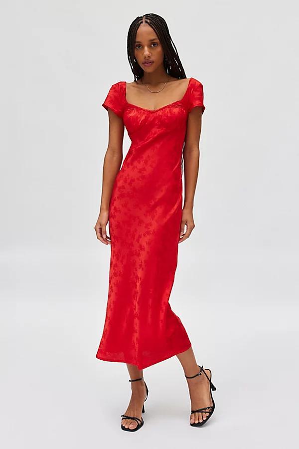 Kiss The Sky Bella Rossa Flora Jacquard Satin Midi Dress Womens at Urban Outfitters Product Image