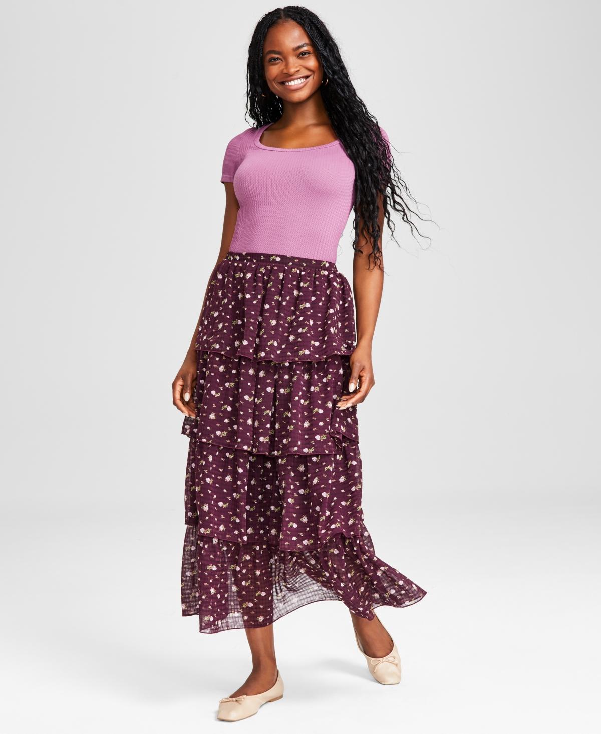 And Now This Womens Floral-Print Tiered Maxi Skirt, Created for Macys Product Image