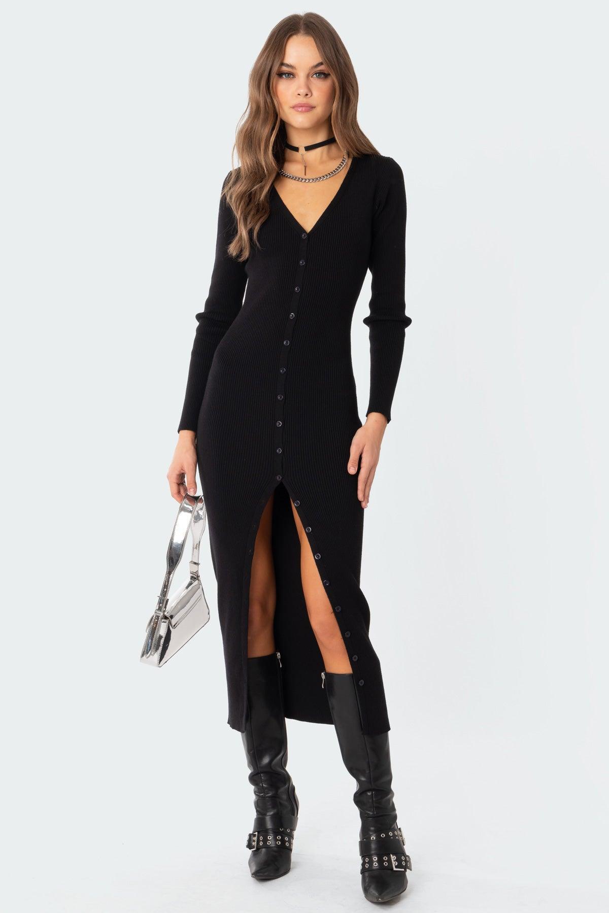 Jazlyn Knitted Button Up Maxi Dress Product Image