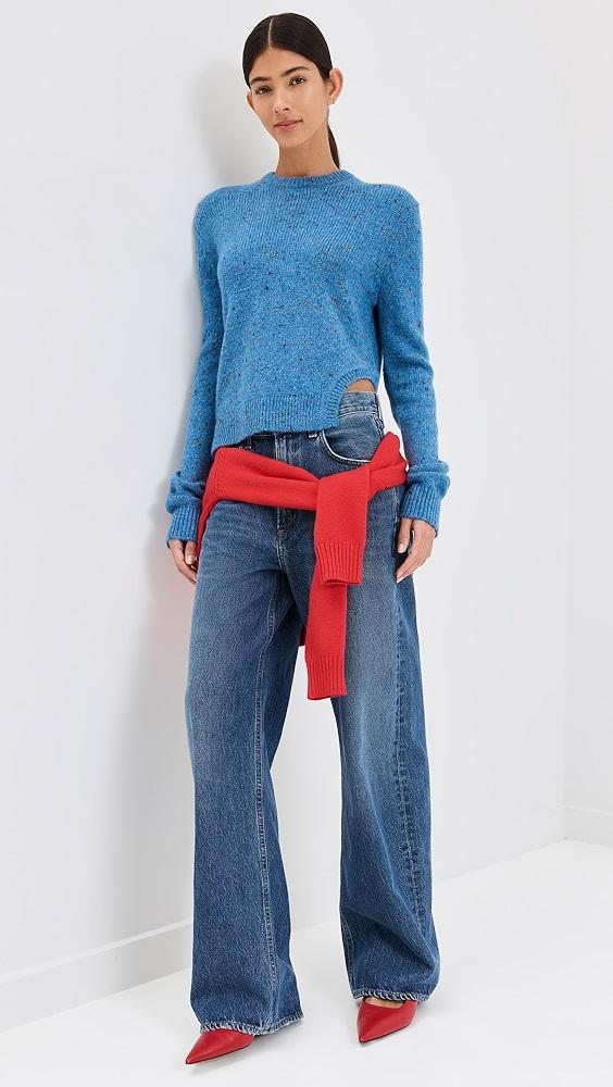 Tibi Confetti Shrunken Crew Neck Pullover | Shopbop Product Image