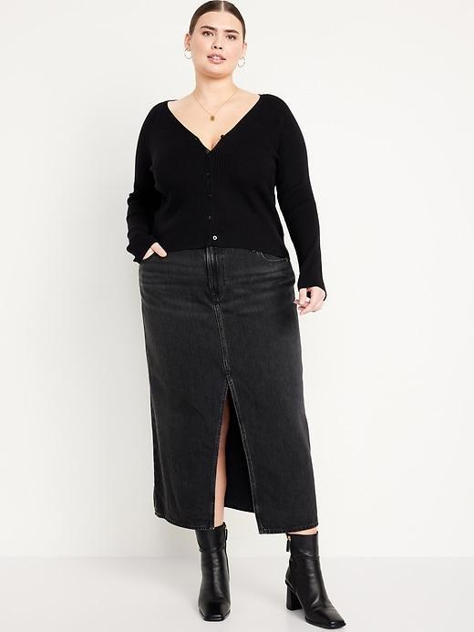 Mid-Rise Jean Maxi Skirt Product Image