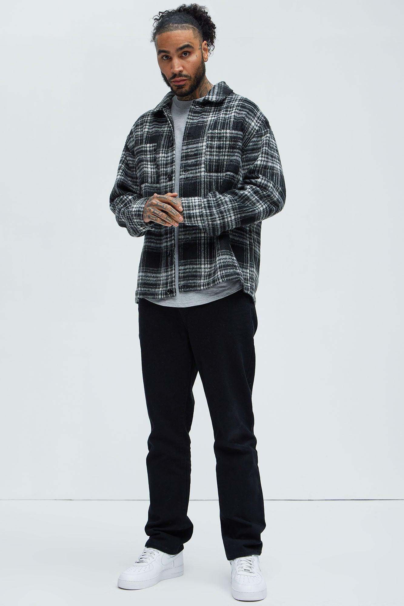 Agua Plaid Shacket - Black/White Product Image