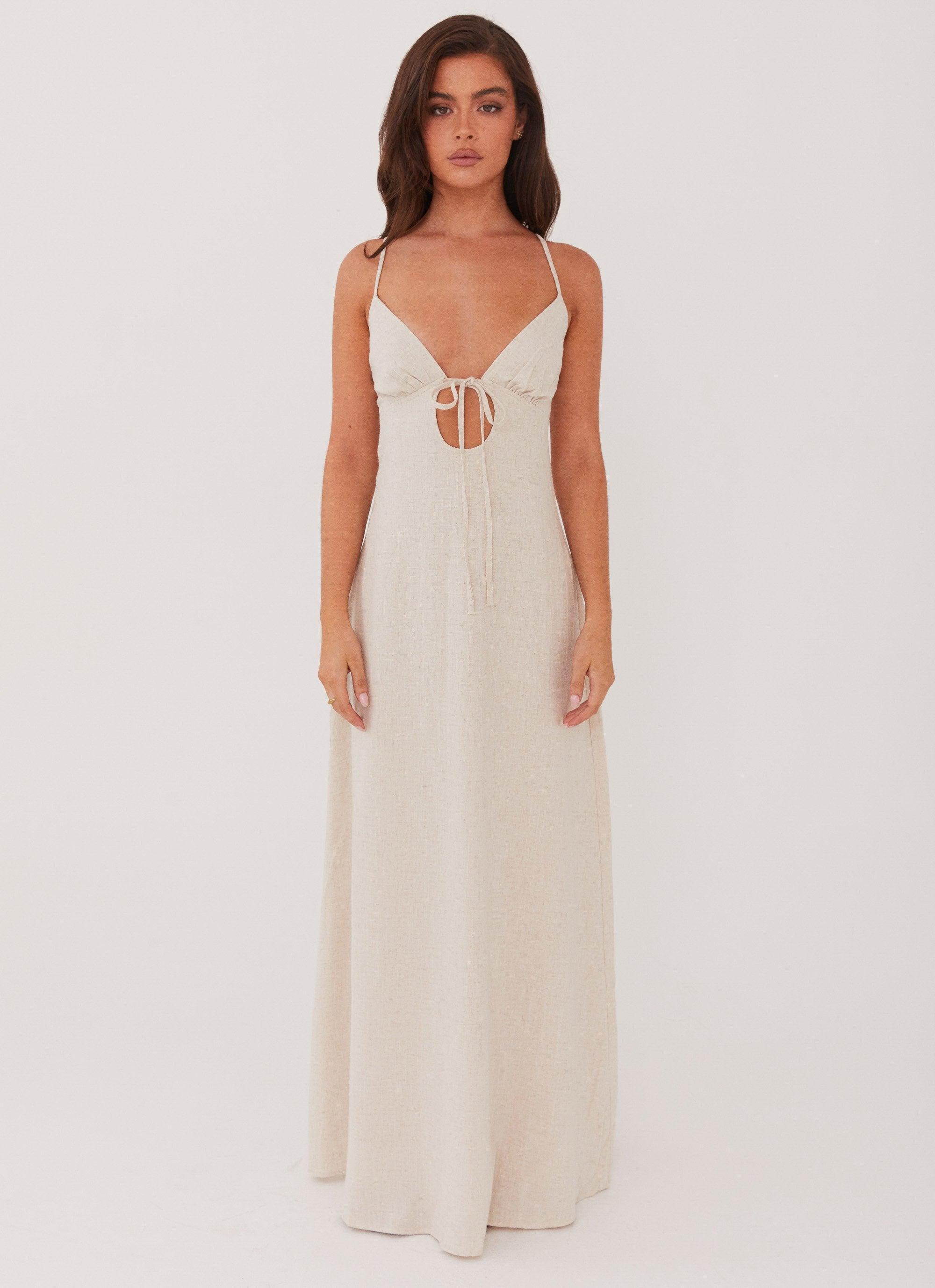 Flora Linen Maxi Dress - Oatmeal Product Image