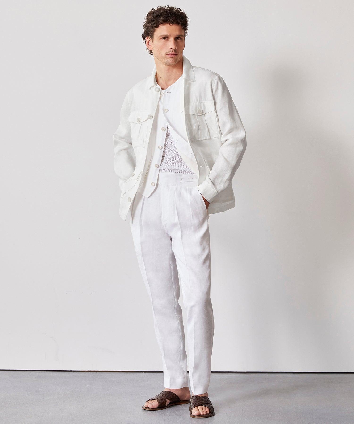 Irish Linen Field Jacket in White Product Image