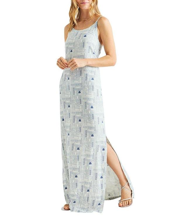 Splendid Easy Woven Print Scoop Neck Sleeveless Tie Strap Slip Maxi Dress Product Image