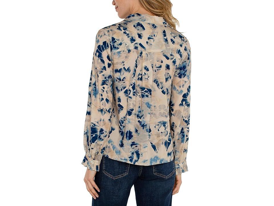 Liverpool Los Angeles Dolman Sleeve Collared Button Front Woven Blouse (Lapis Multi) Women's Clothing Product Image