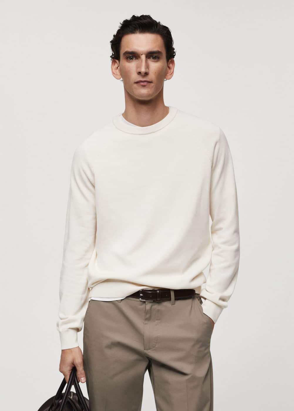 MANGO MAN - Fine-knit cotton sweater ecruMen Product Image