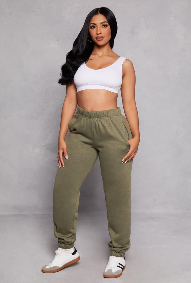 Womens Basic Fleece High Waisted Joggers Product Image