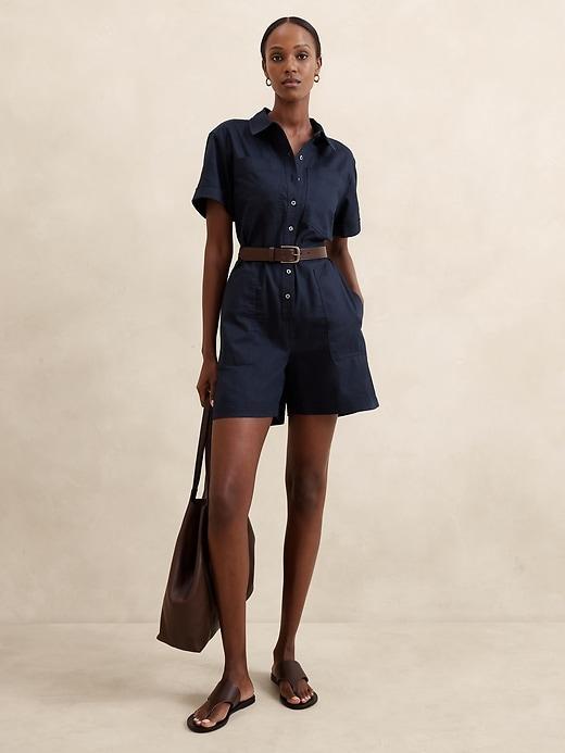 Linen-Blend Twill Romper Product Image