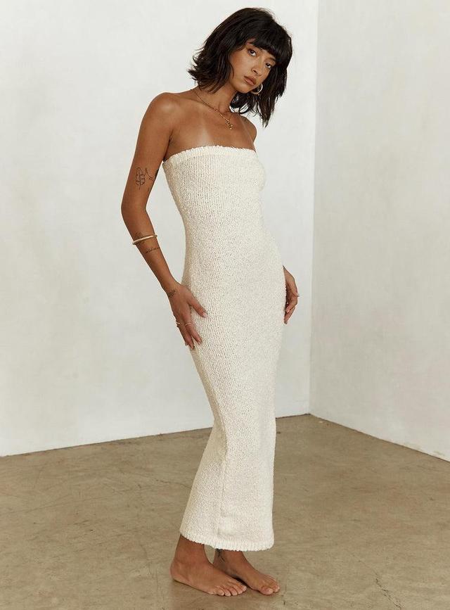 Cloud Strapless Boucle Maxi Dress Cream Product Image