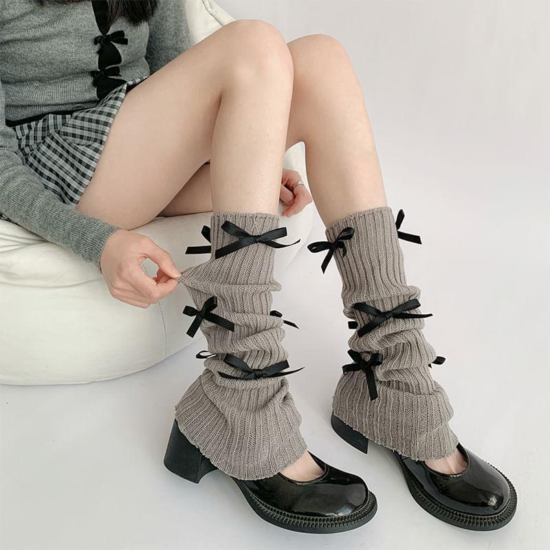 Bow Accent Knit Leg Warmers Product Image