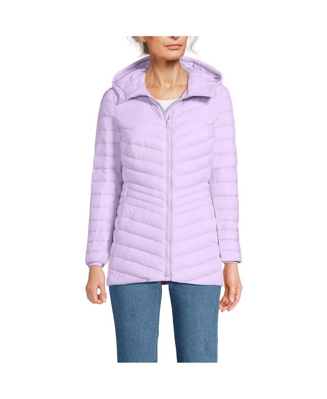 Womens Lands End Hooded Down Wanderweight Ultralight Packable Jacket Product Image