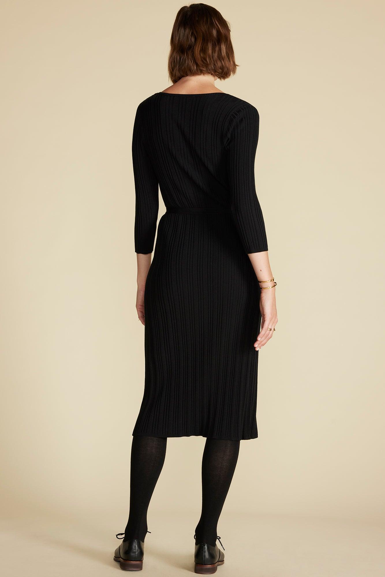 Ila Knit Wrap Dress - Black Product Image