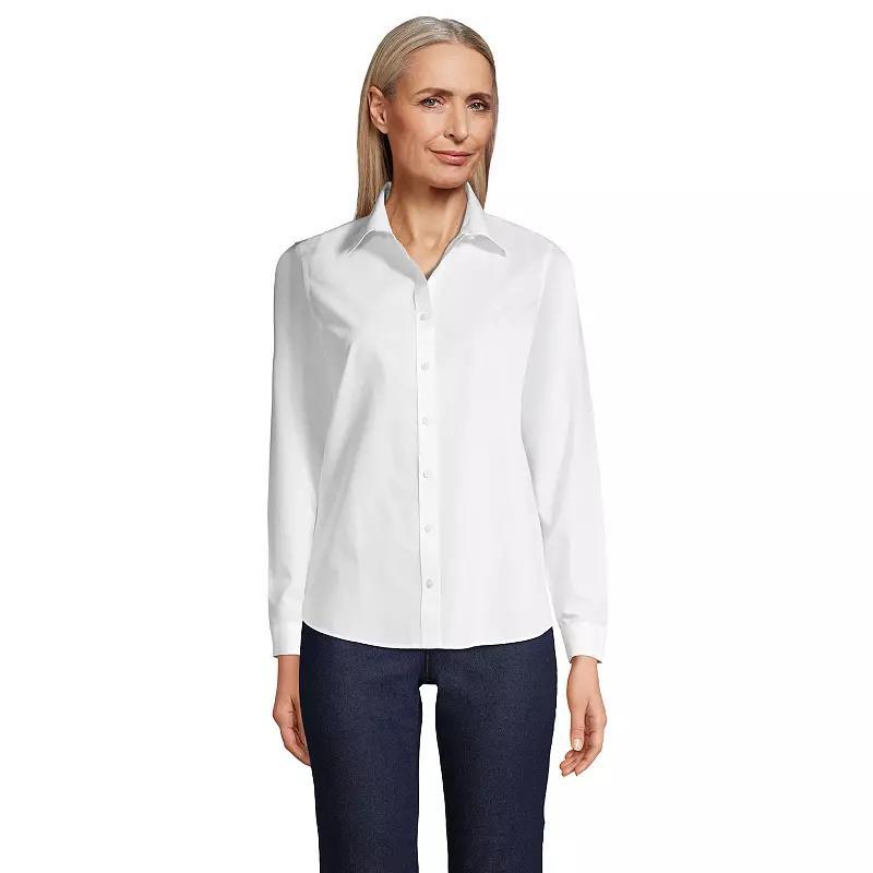 Petite Lands End No Iron Supima Cotton Long Sleeve Shirt, Womens Oxford Product Image