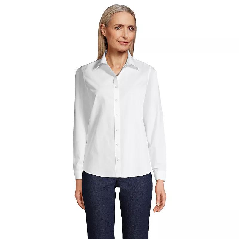 Petite Lands End No Iron Supima Cotton Long Sleeve Shirt, Womens Oxford Product Image