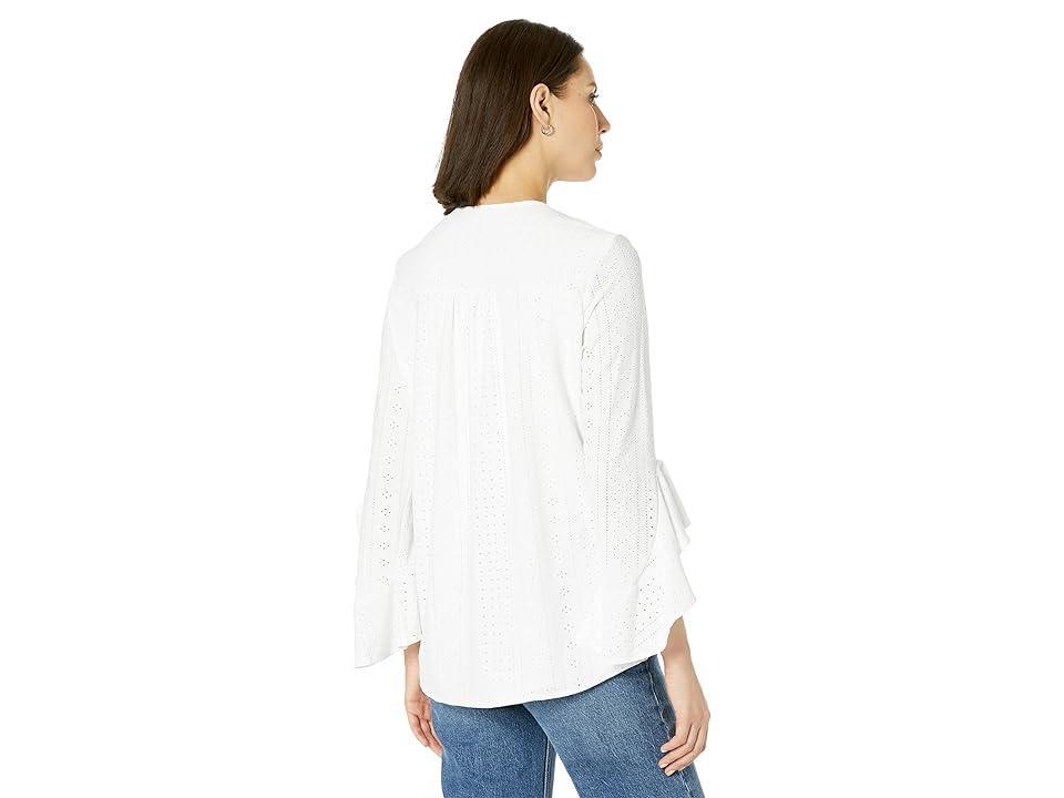 Vince Camuto Flutter Sleeve V-Neck Eyelet Top (Ultra ) Women's Clothing Product Image